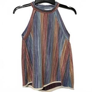 W5 Striped Sleeveless Knit Glam Rocker Chic Casual Top Women's Size Small